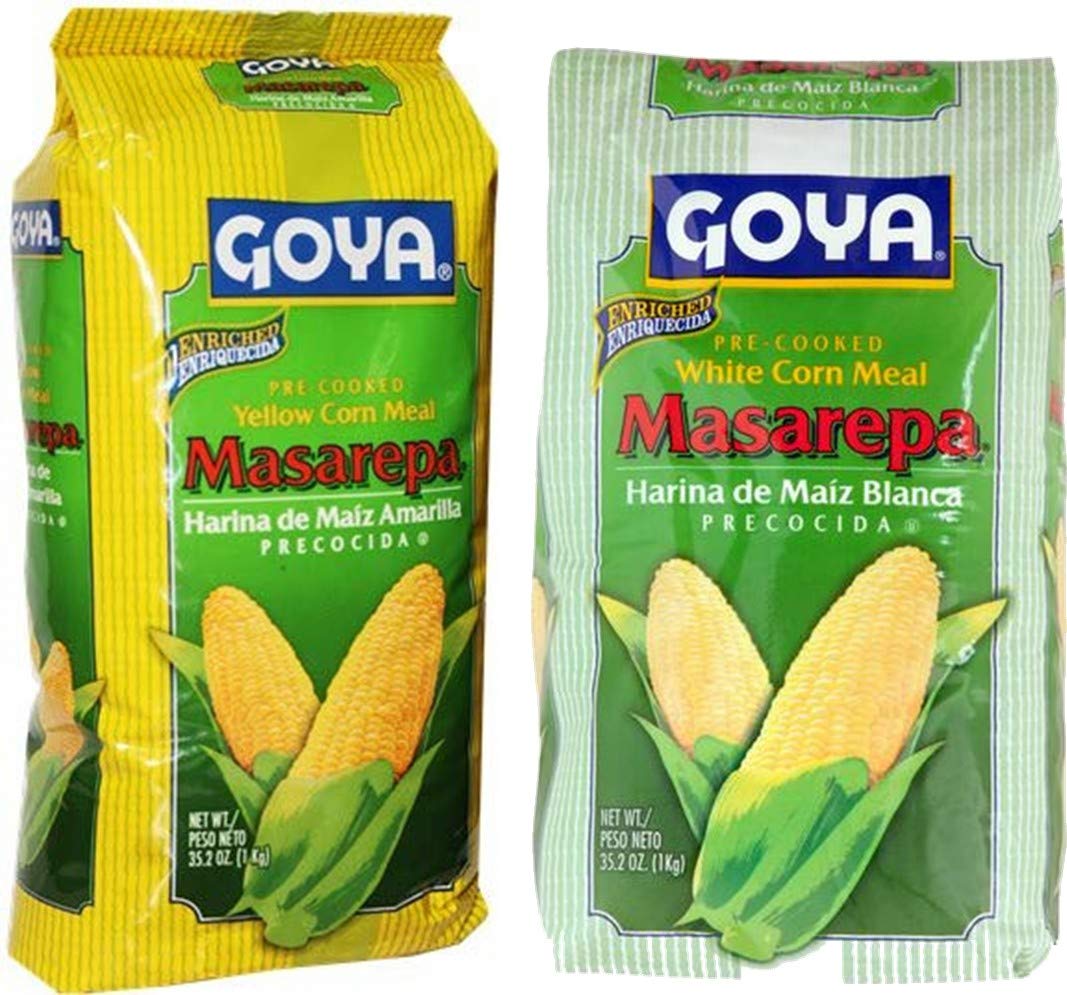 Goya Masarepa Yellow and White Corn Meal Large Bundle (2