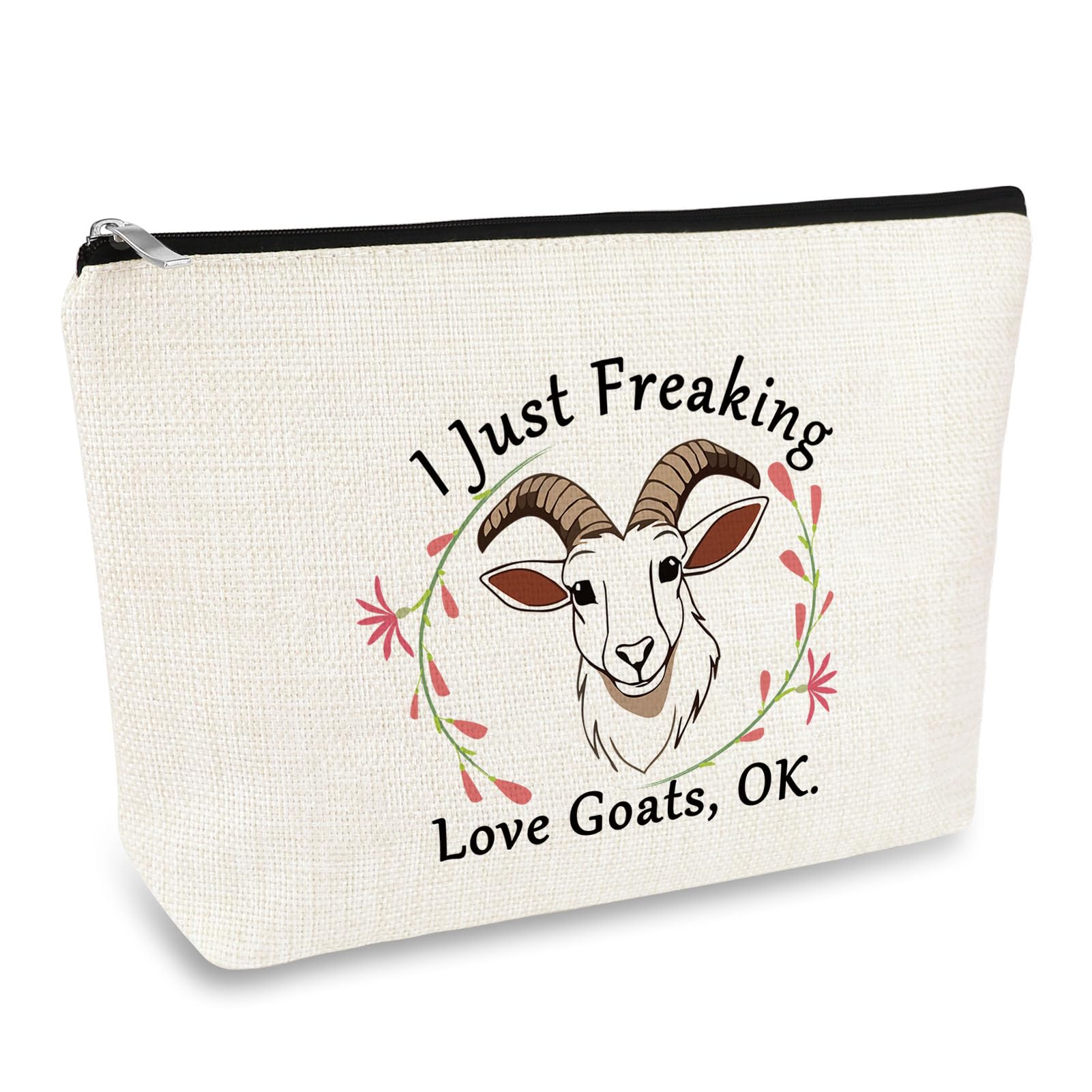 Goat Lover Gift Funny Goat Makeup Bag Animal Lover Gift for Women Girls Cosmetic Bag Goats Themed Gifts Crazy Goats Lady Birthday Graduation Gifts for Her Best Friend Make Up Pouch