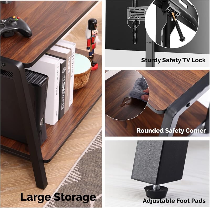 FITUEYES Wood TV with Mount for Stand for 32-55 inch TVs up to 77lb,Walnut image 4