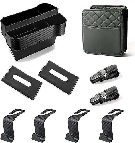 ROFITDS Paquete de 2 organizadores de relleno de espacio para asiento de automóvil, 2 soportes para pañuelos de automóvil, 2 soportes para anteojos