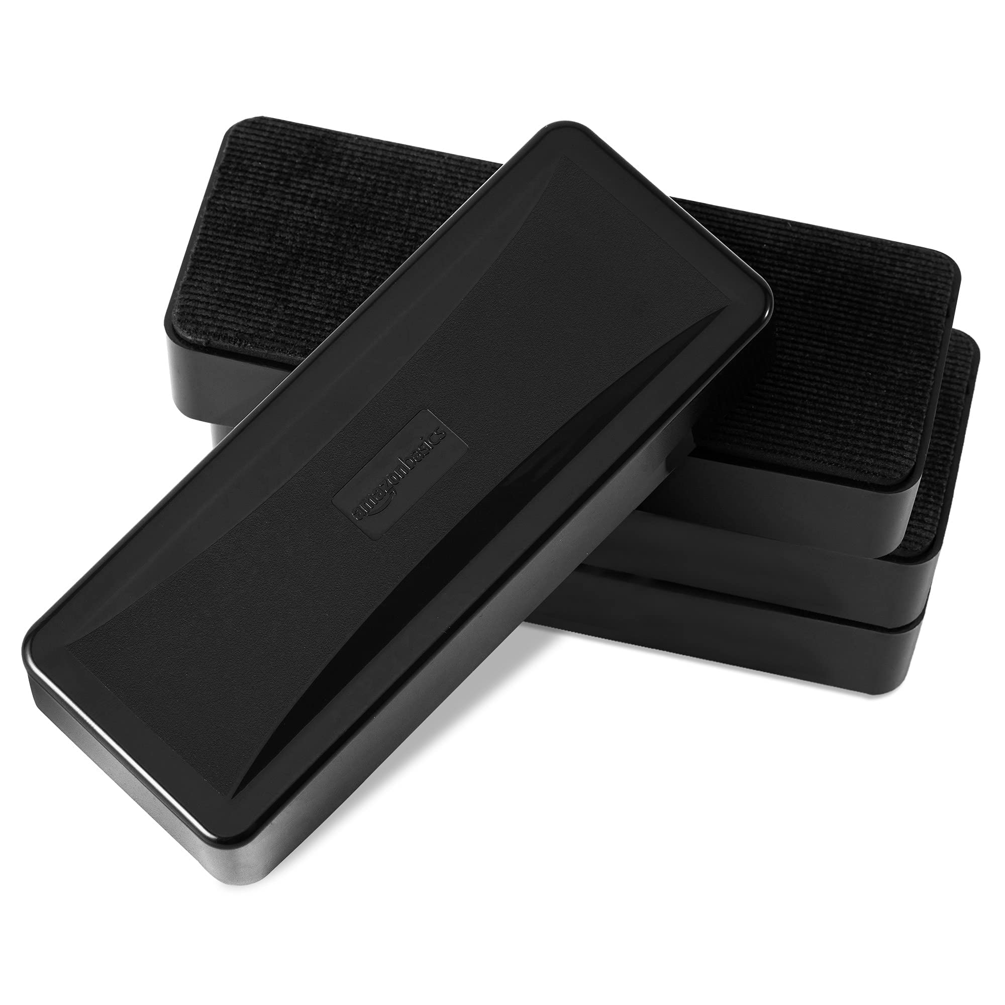 Amazon Basics Rectangular, Melamina - borrador para pizarra blanca, 4 Unidad, Negro
