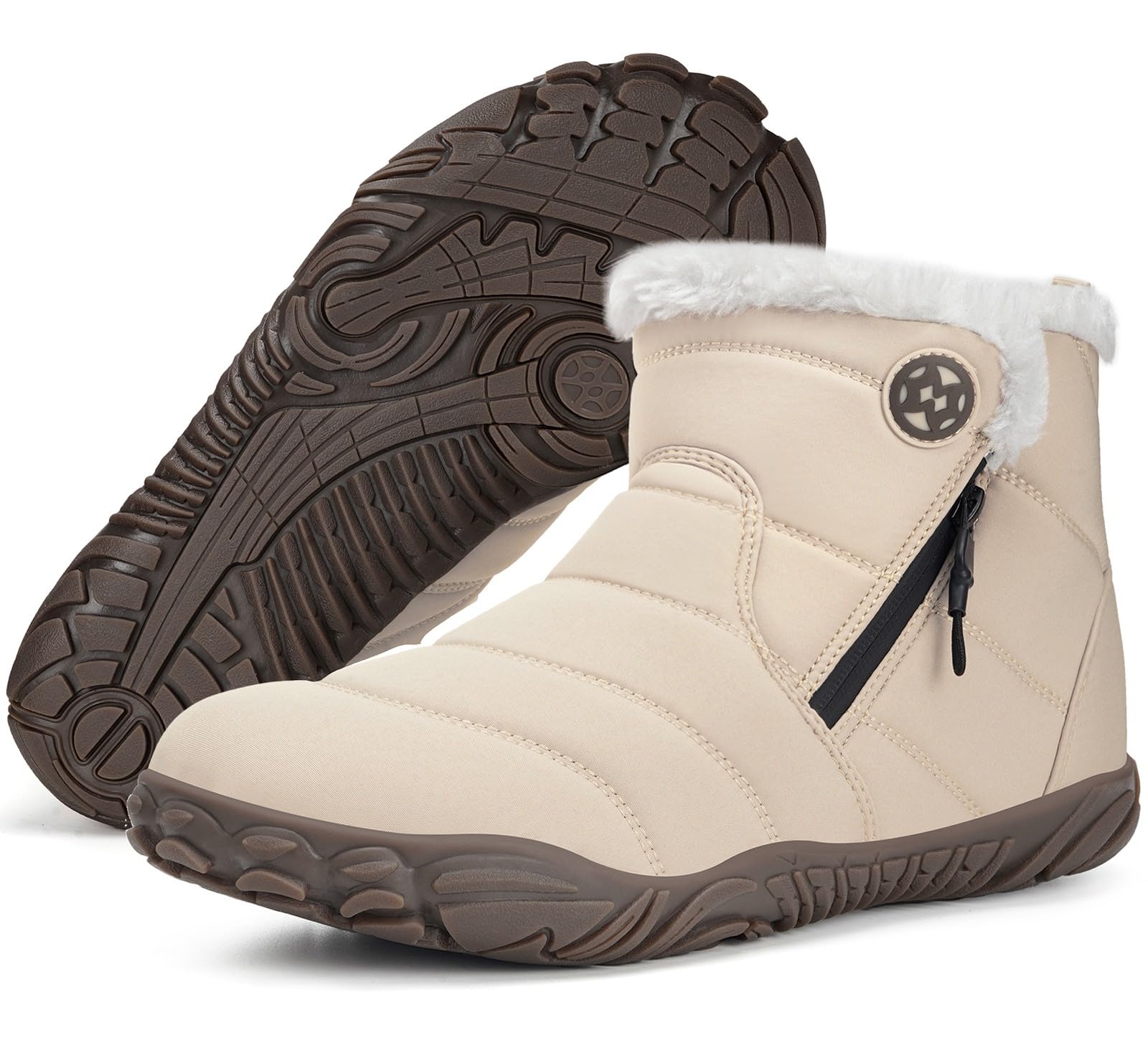 Sisttke Barefoot Botas Hombre Mujer Invierno Cálido Minimalista Cómodas Forrados Botines de Nieve Caliente Zapatos Fur Forro Aire Libre Boots