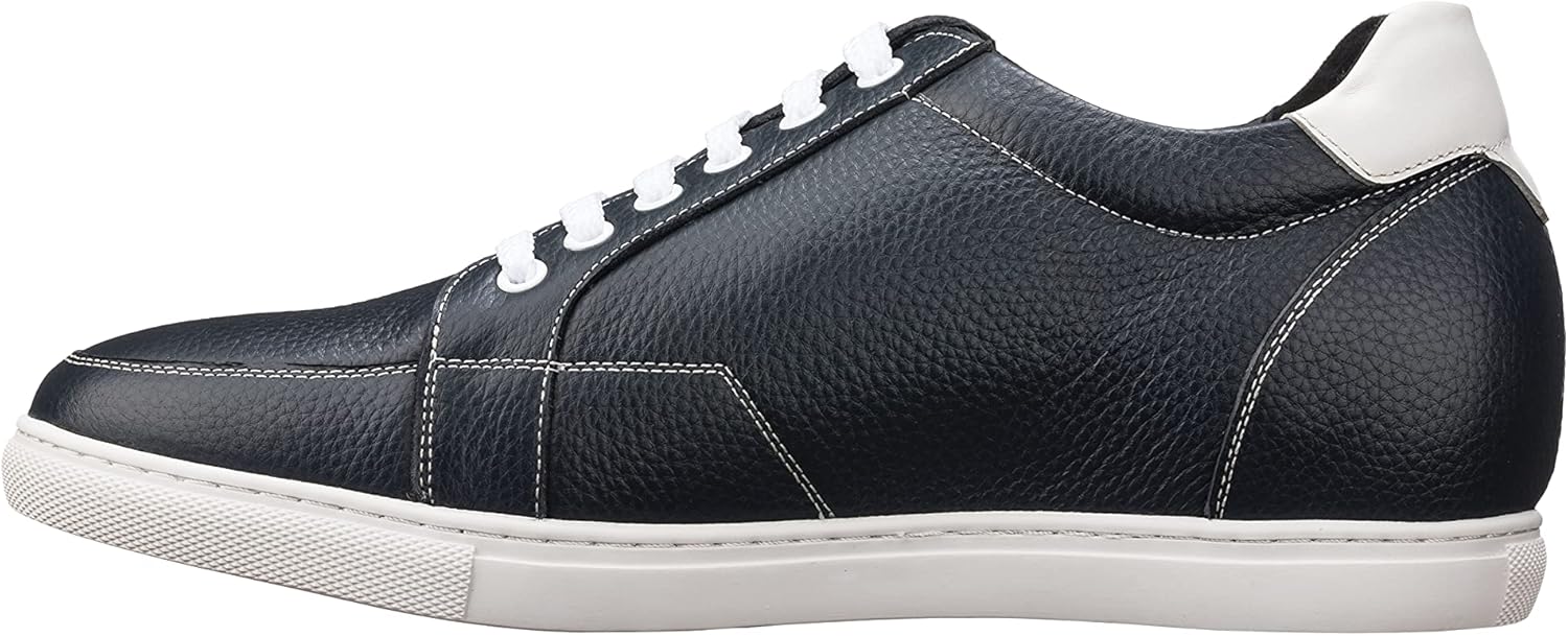 CALTO Men's Invisible Height Increasing Elevator Shoes - Dark Blue Leather Lace-up Casual Sneakers - 2.5 Inches Taller - K0082- Size 8 D(M) US - Image 3