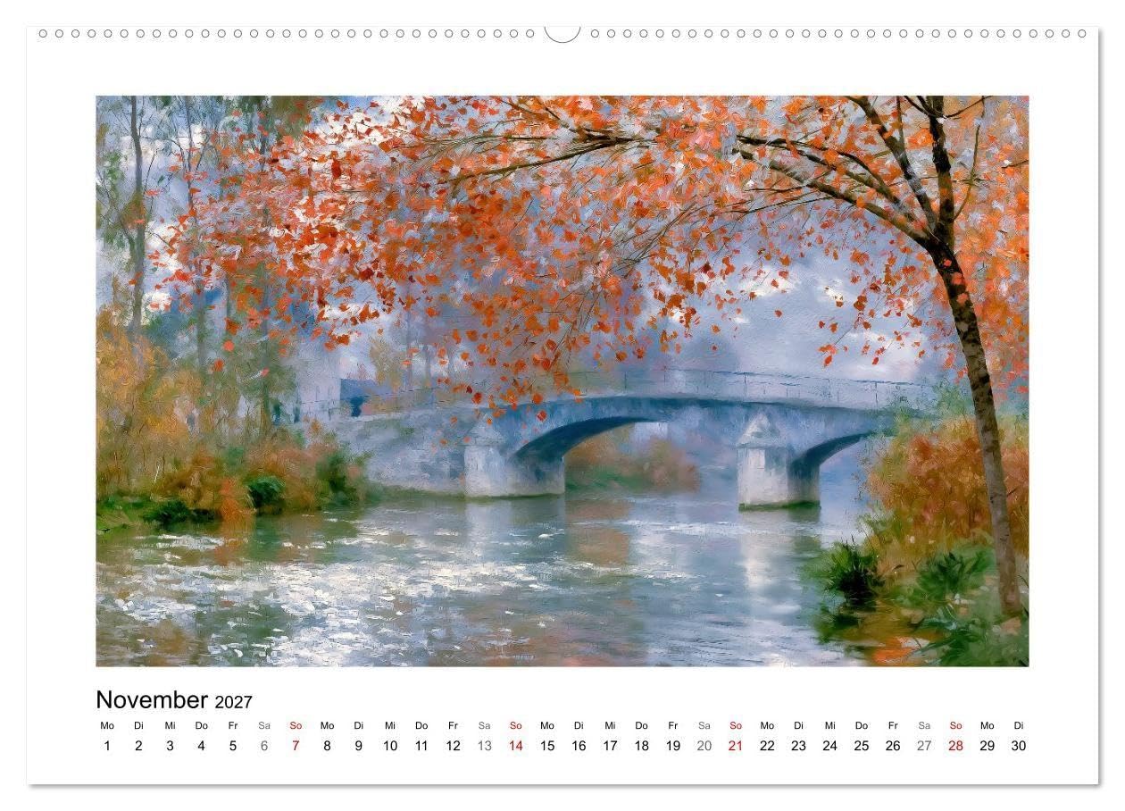 Poesie der Jahreszeiten (hochwertiger Premium Wandkalender 2027 DIN A2 quer), Kunstdruck in Hochglanz: KI-Kunst im impressionistischen Stil (CALVENDO Kunst)