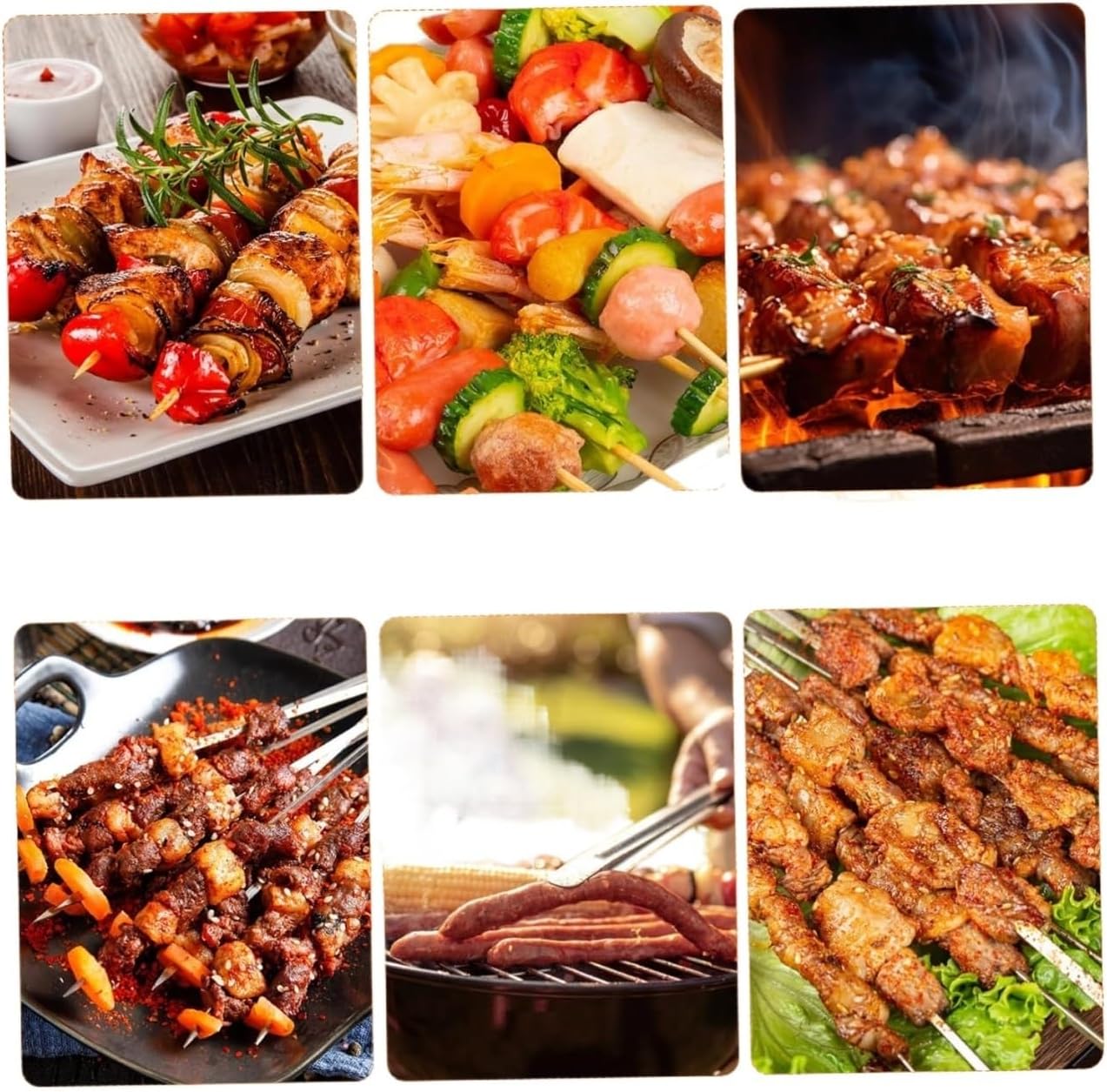 Roasting Sticks Set,Barbecue,Skewers with 1set BBQ Stainless Steel Skewers Kabab Skewers Barbecue Skewers Kabob Sticks Skewers Stainless Steel Flat Barbecue Sticks Grilling Meat Skewers Flat Skewers B