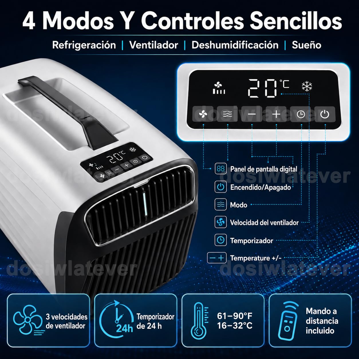 Aire Acondicionado Camping Portátil 5200 BTU, 12V/24V/220V, Enfriamiento Rápido, 3 Velocidades, Temporizador 24h, Aire Acondicionado Caravana para Tienda, Coche, Camión, Camper y Casa Silver-12V