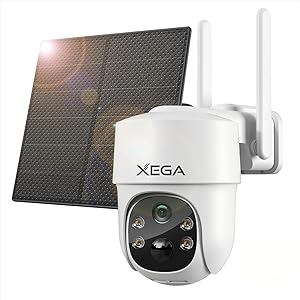 Xega 4G LTE Cellular Security Camera Solar with SIM Card,Wireless Outdoor No WiFi Security Camera,2K HD PTZ Night Vision Motion Detection 2 Way Talk TF&Cloud Storage,Only Support the Built-in SIM Card asin的图片