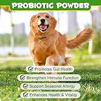 Vista 9 de Probióticos en polvo para perros Suplemento digestivo pre y probiótico con enzimas digestivas y prebióticos para el apoyo del perro salud