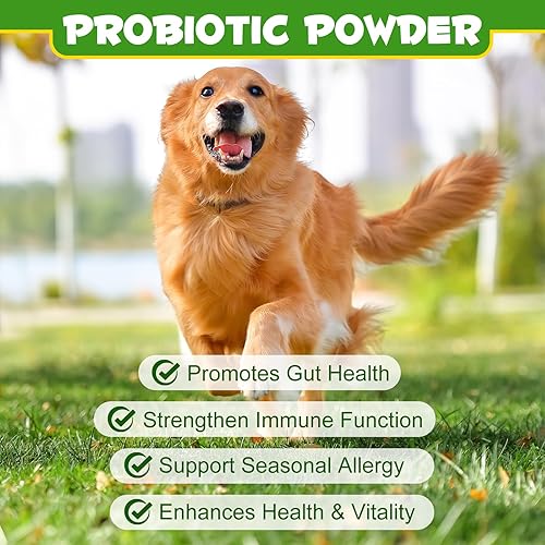Miniatura 9 de Probióticos en polvo para perros  Suplemento digestivo pre y probiótico con enzimas digestivas y prebióticos para el apoyo del perro salud