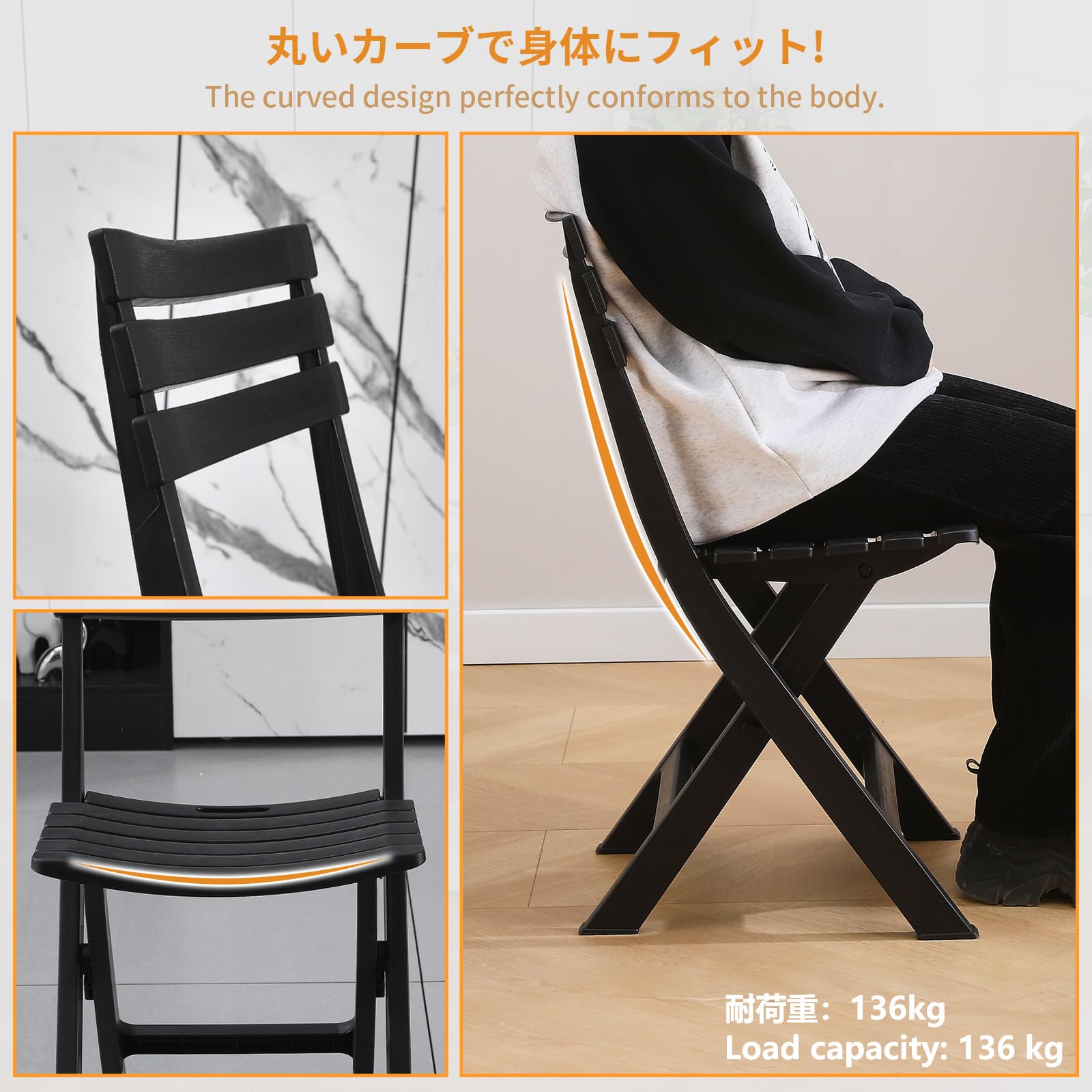 Sillas Plegables Acolchadas – Pack De 2, Estructura Metálica, Piel Sintética, Blanco, 45x45x78 Cm