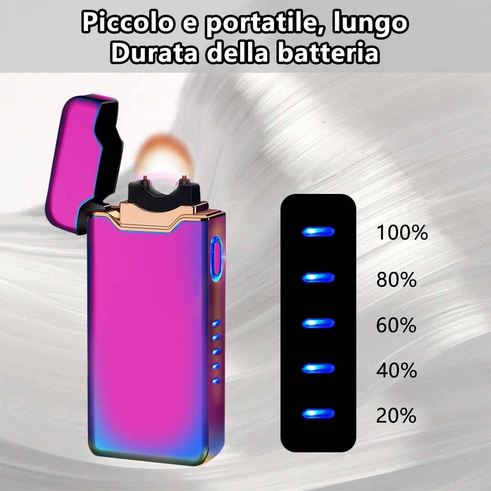 SKRFIRE Encendedor eléctrico de arco de plasma, resistente al viento, encendedor de llama, recargable, USB, con indicador de batería (color de lujo)
