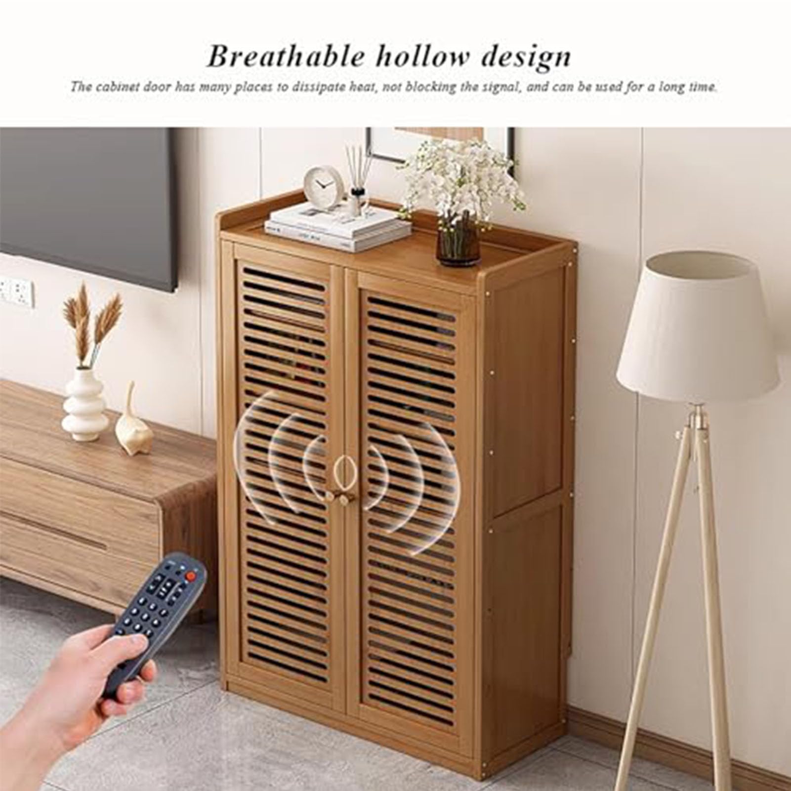 Armoire de rangement pour routeur WiFi avec gestion des câbles, étagère réglable pour bureau à domicile, étagère en bois, design au sol