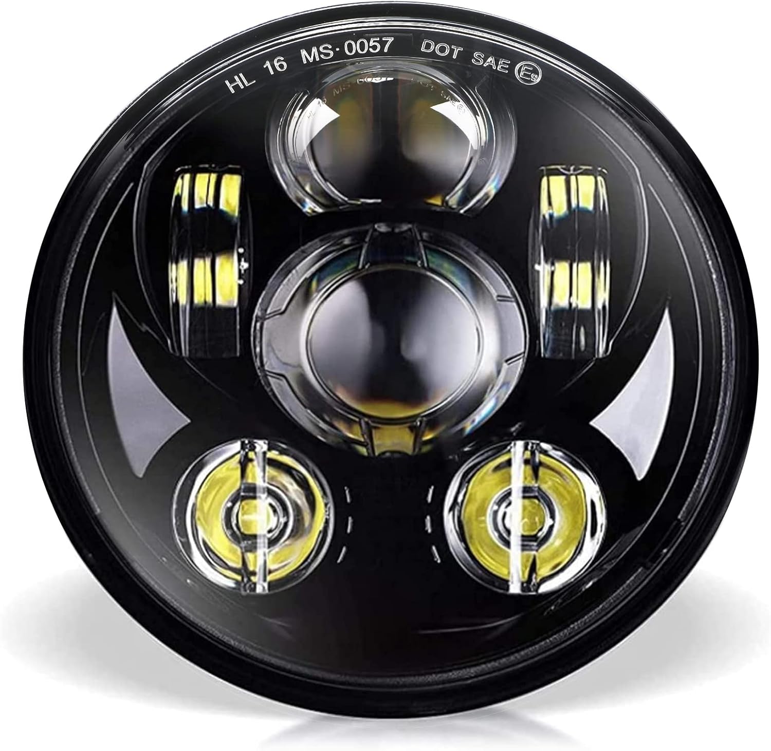 Wisamic 5-3/4 5.75 inch LED Headlight - Compatible with Harley Davidson Dyna Street Bob Super Wide Glide Low Rider Night Rod Train Softail Deuce Custom Sportster Iron 883-Black