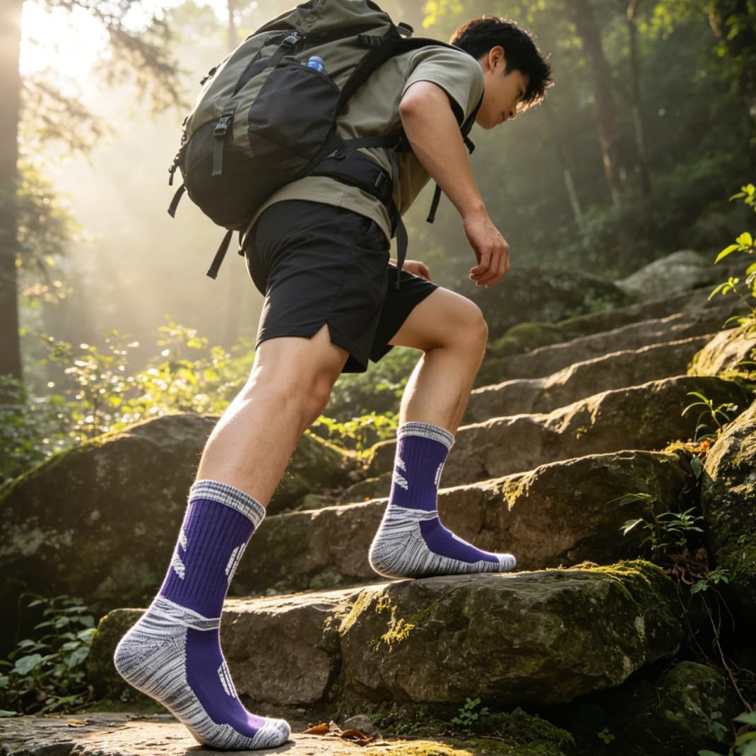 YUEDGE Men's Hiking Socks Moisture Wicking Mens Sock Cushioned Casual Athletic Sock Comfort Work Socks for Men, 5 Pairs