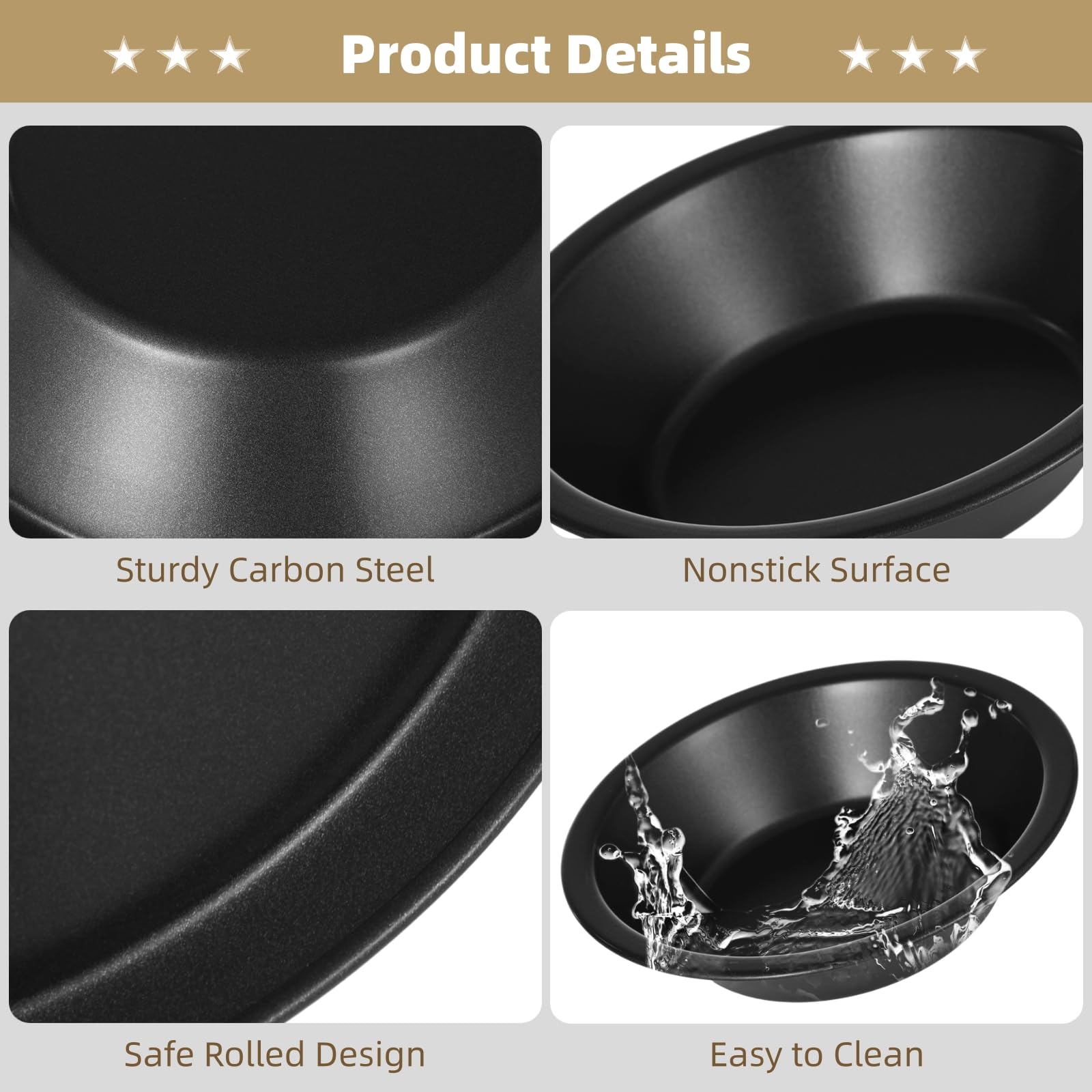 12 Stk. Mini Pie Pans, 5 Zoll runde Backformen aus Karbonstahl mit Antihaftbeschichtung, wiederverwendbare Pie Tins, kleine Tartformen, Backzubehör für Torten, Kuchen, Quiches, Muffins, Desserts