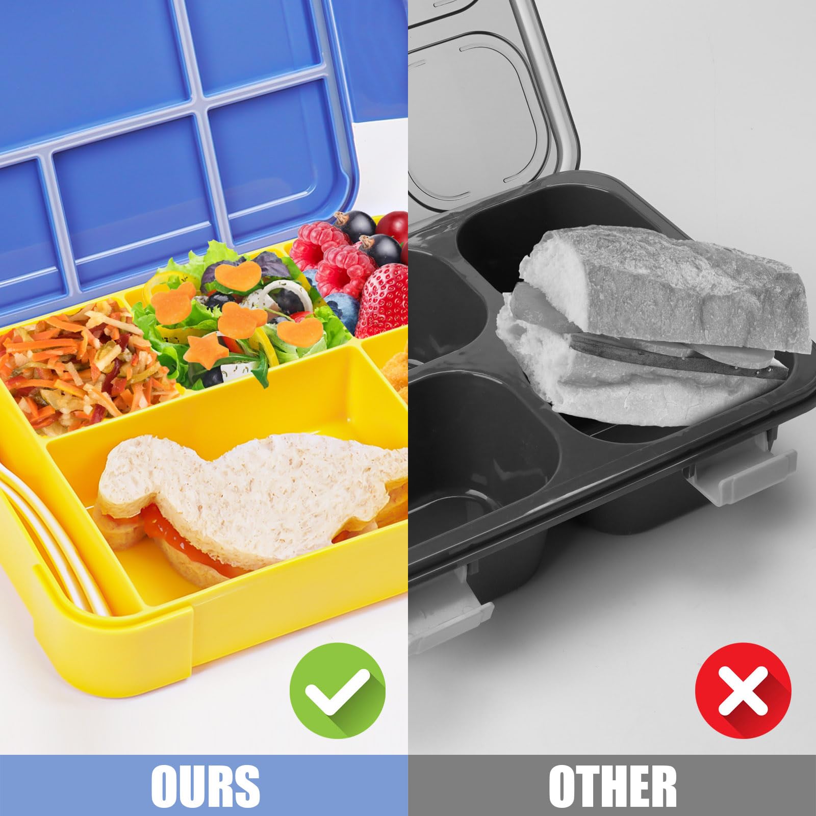 Bento Box Per Bambini A Forma Di Sirena - Contenitore Pranzo Da 1L Con 3 Scomparti E Vasetto Salsa - A Prova Di Perdite, Sicuro E Portatile Per Scuola E Picnic