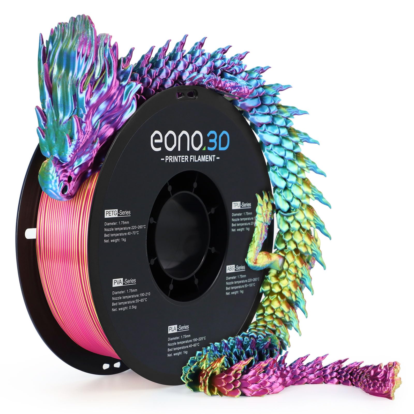 Silk Tri-Color PLA Filament 1.75mm, Coextruded 3D Printer Filament, Color Changing Rainbow Silk PLA, Ultra Glossy Multicolor Printing PLA, Tangle Free, ±0.03mm, 1KG Spool, Red Gold Blue
