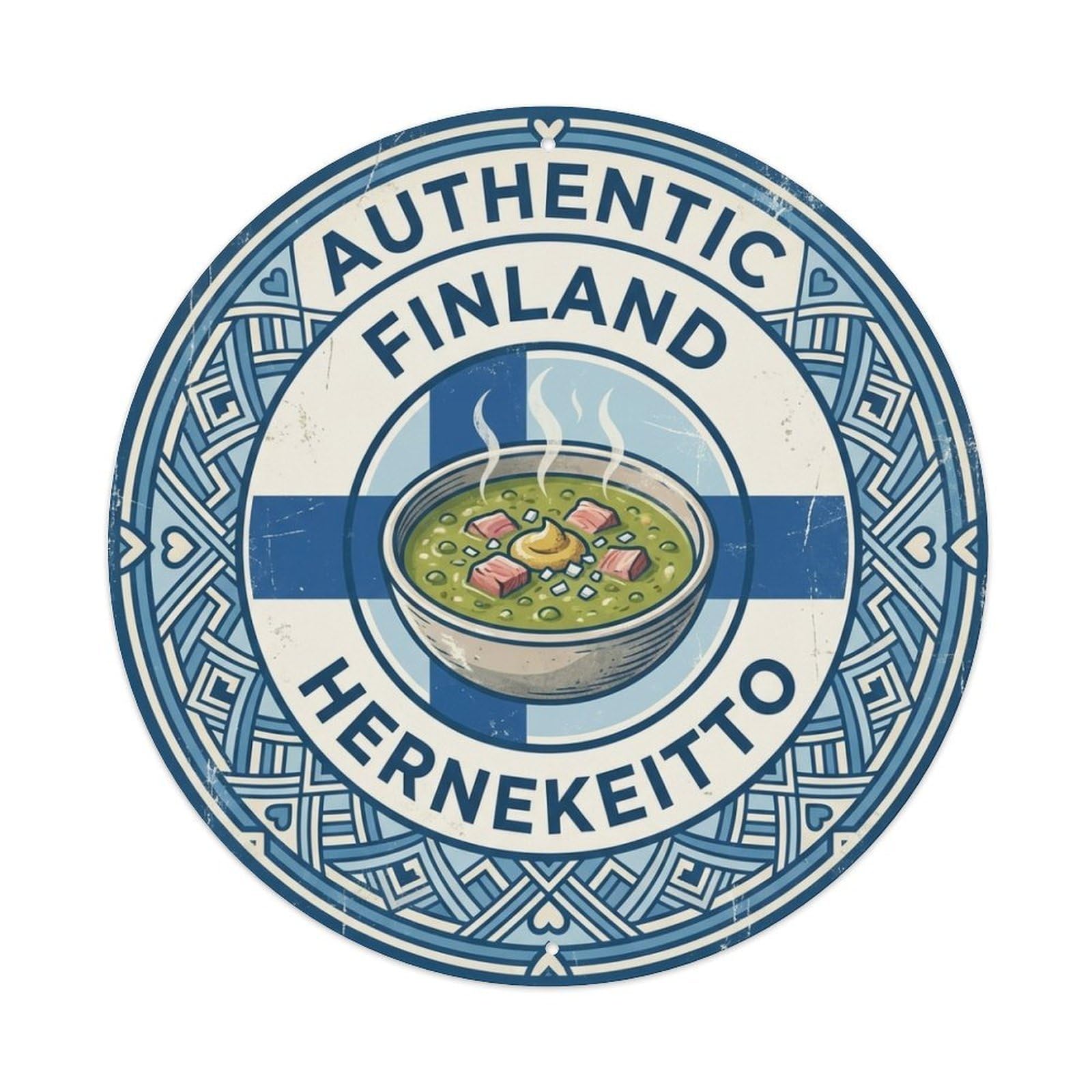 Olhnbad Style Finland Hernekeitto Travel Soup Regional Cuisine Metal Tin Sign