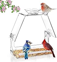 Vista 9 de Comedero para pájaros con ventana con ganchos autoadhesivos que no dejan marcas, transparente y transparente, regalo de observación de aves