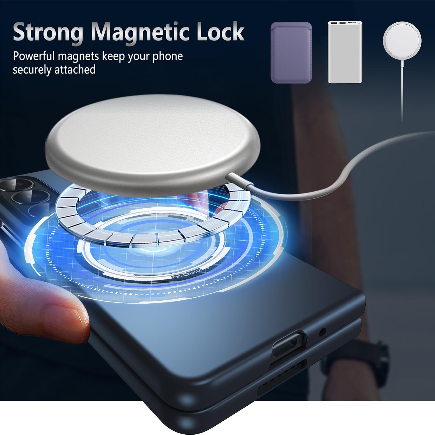 Magnetic for Galaxy Z Fold 4 5G Case,Lightweight,Slim Fit Drop Protection Rugged Shockproof Cover for Samsung Galaxy Z Fold 4 5G, Hard PC Shockproof Protective Phone Blue 18-Z Fold4-12