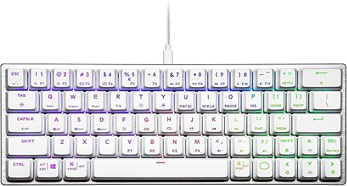 Miniatura 7 de Cooler Master SK620 - Teclado mecánico para juegos de perfil bajo, 60% plateadoblanco, interruptores azules clic, RGB personalizable, diseño