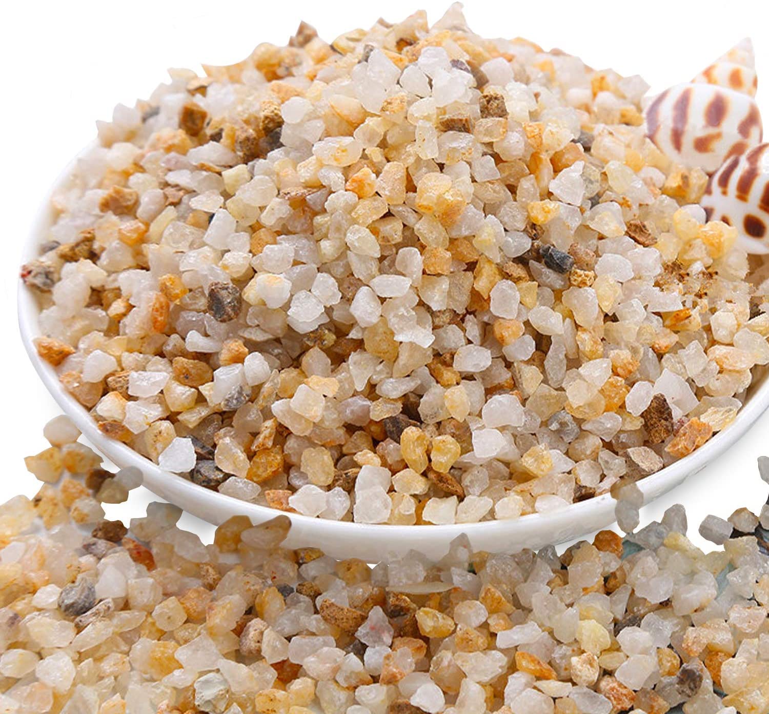 VAYINATO® Natural Decorative Mini River Rock Stones Small Chips Aquarium Gravel Top Dressing Terrarium Sand for Potted Plants, Aquariums, Lanscaping (Gold Sand Rock) (1Kg) by Petzlifeworld