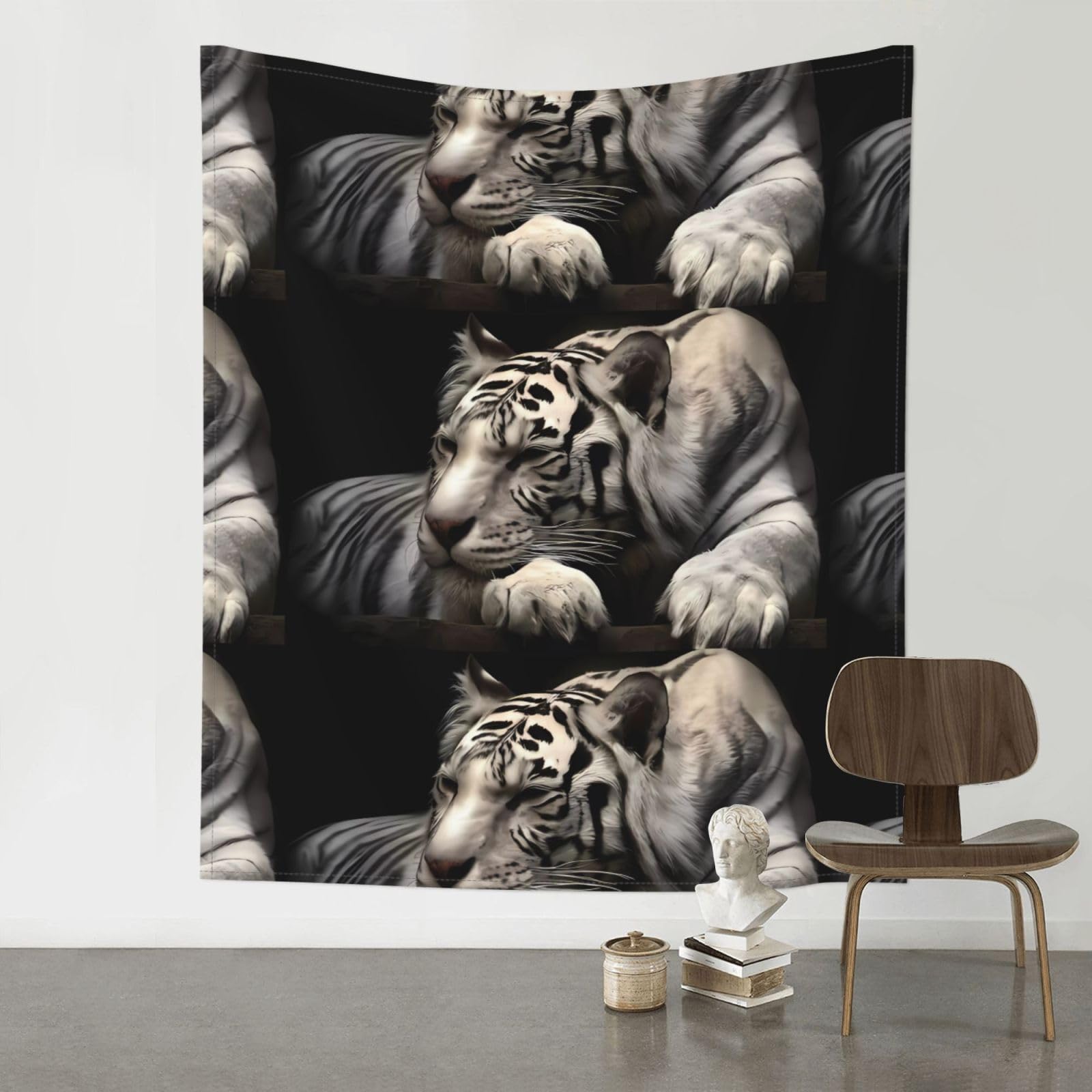 HJFCZH Lying Tiger Prints Wall Tapestry 60x51in – Boho Decor Throw for Bedroom, Dorm, Beach Cover & Picnic Blanket