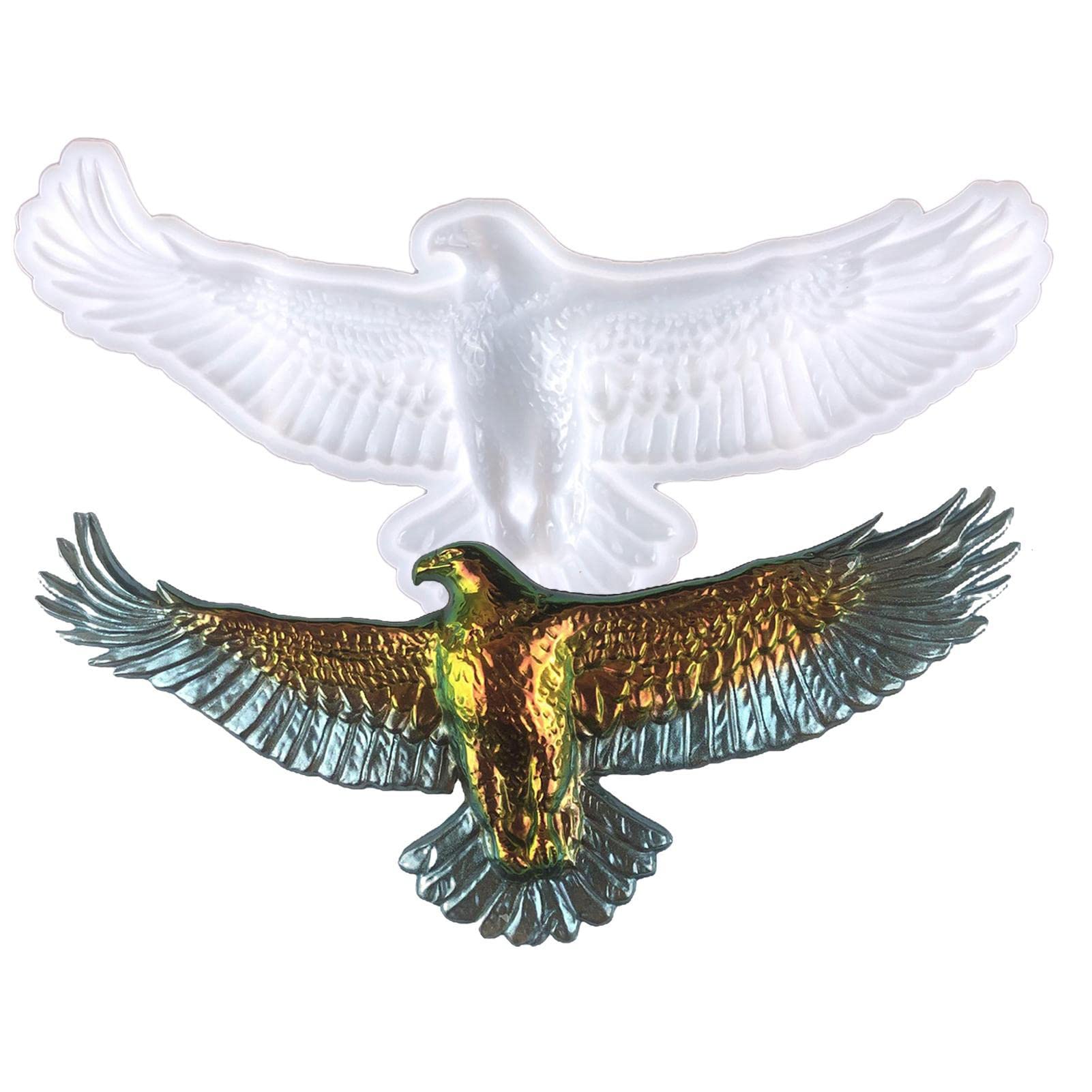 Rianpesn Single Attribute Eagle Epoxy Resin Molds, Silicone Epoxy Casting Eagle Moulds, Silicone Semi 3D Eagle Mold For Wall Decorating Sugar Gum Paste Chocolate Cookies Resin Clay Mold