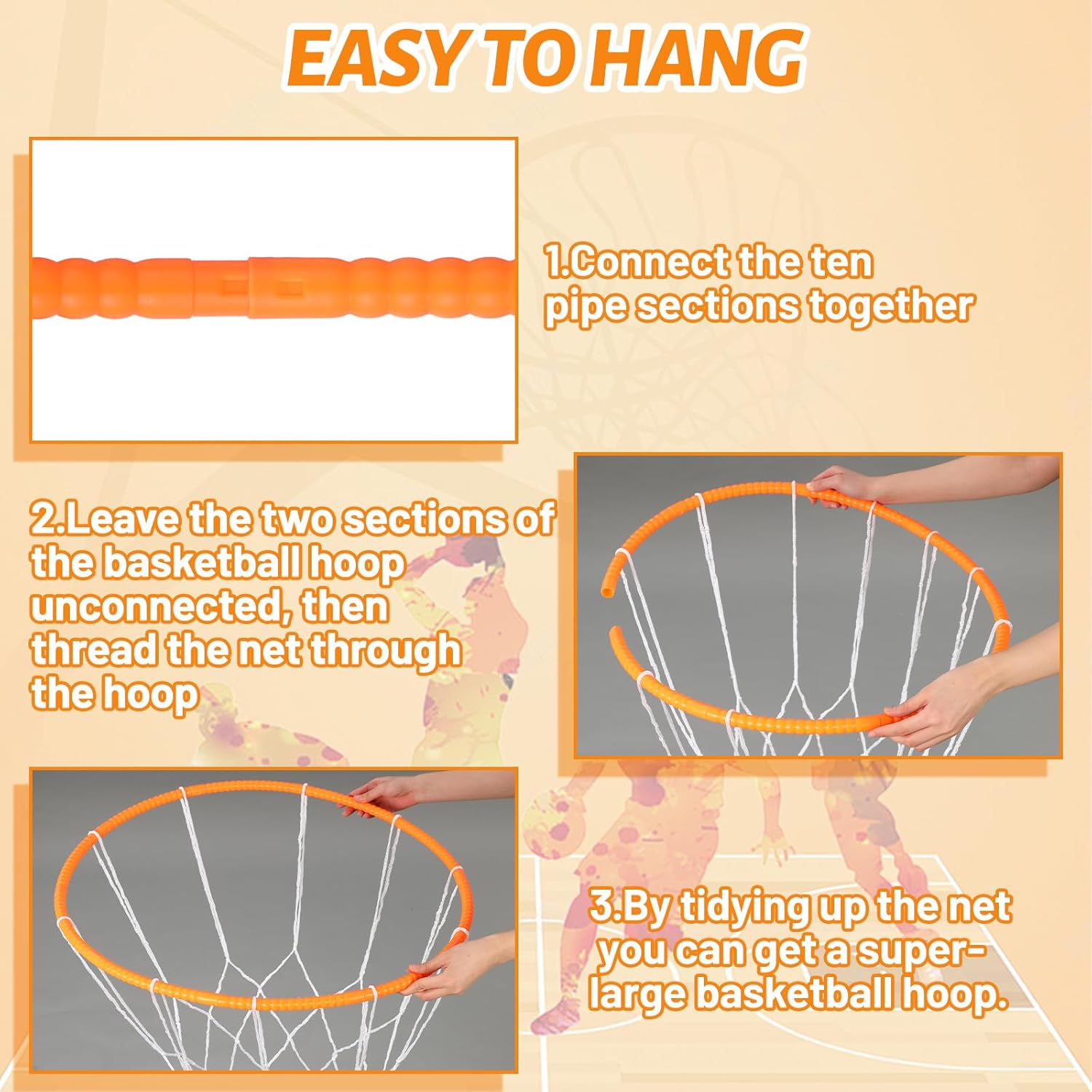 Large Basketball Hanging Decorations 28 Inch Basketball Themed Party Supplies Hanging Ornament Breakaway Rim Indoor Outdoor Games for Background Sports Themed Birthday Party Decorations