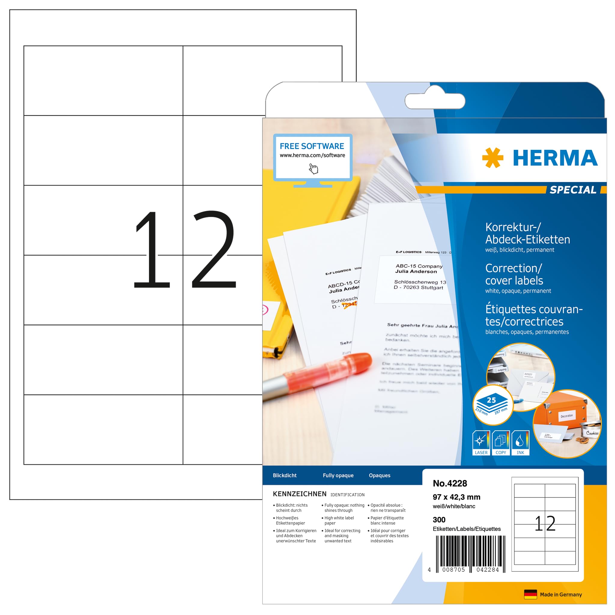 Herma 4228 Paper Pads & Labels Paper White Self-Adhesive Labels 40...