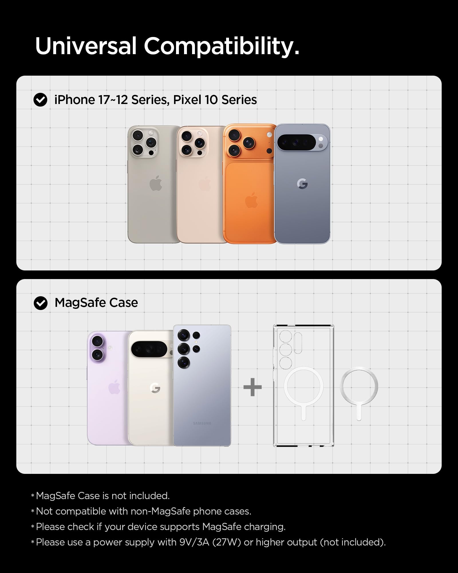 Spigen Essential MagFit Qi2 15W Ricarica Wirelss Auto per Cellulare [Cavo Incluso] Supporto Telefono Magnetico Compatibile con iPhone 17/17e/16/15/14 Pro Max e Cover MagSafe/Pixelsnap - Presa d’Aria