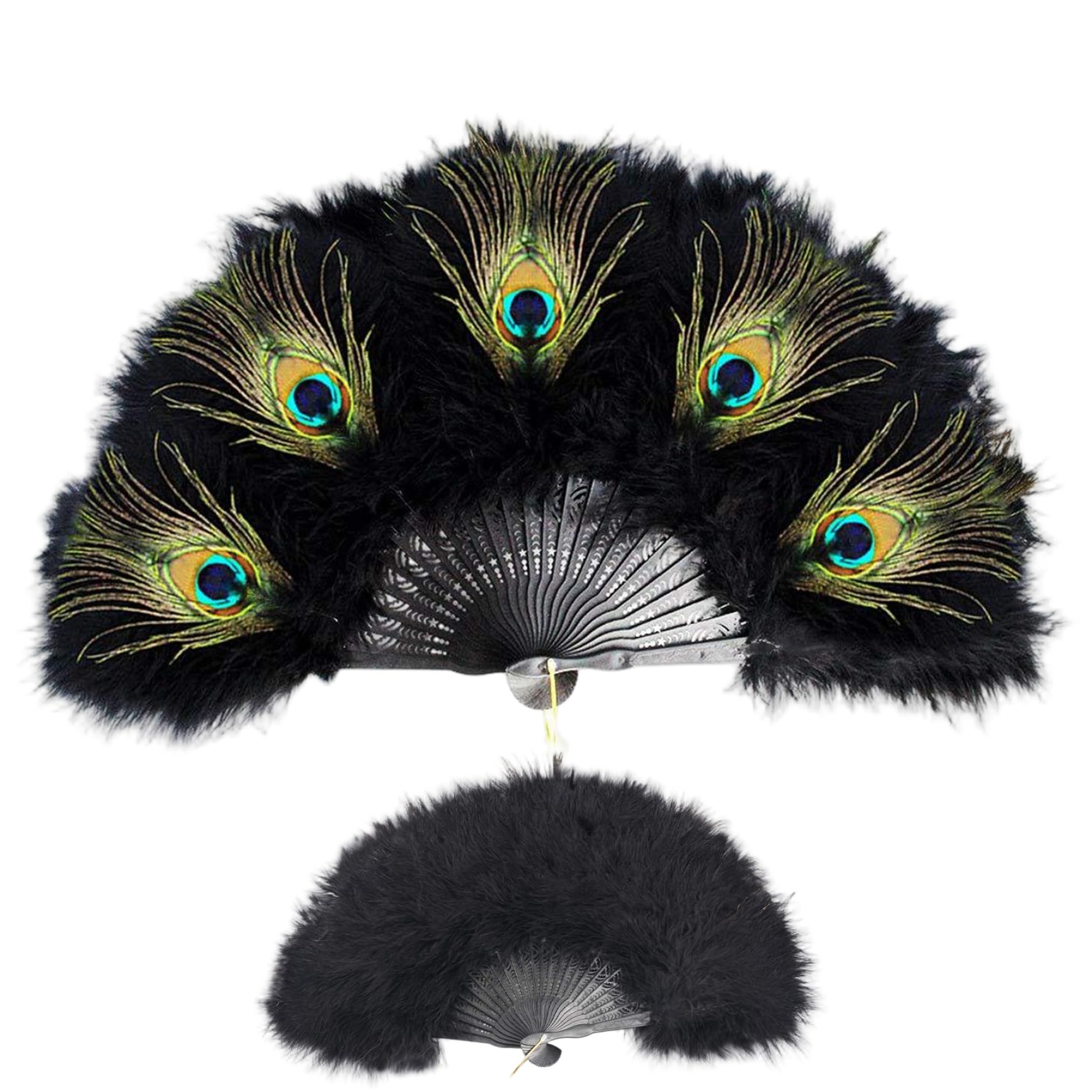 Éventail de plumes de paon vintage idéal pour costume de fête Gatsby