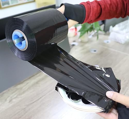 Miniatura 8 de BOMEI PACK Mini película elástica industrial negra, paquete de 2 rollos de 5 pulgadas x 1000 pies con asa, envoltura de plástico de calibre 80 para