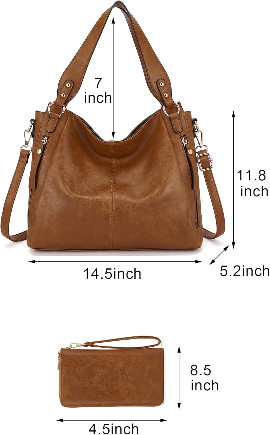 Women's Hobo Handbags Crossbody Bags Ladies Tote Shoulder Bags Purses and Wallet Set 2pcs
