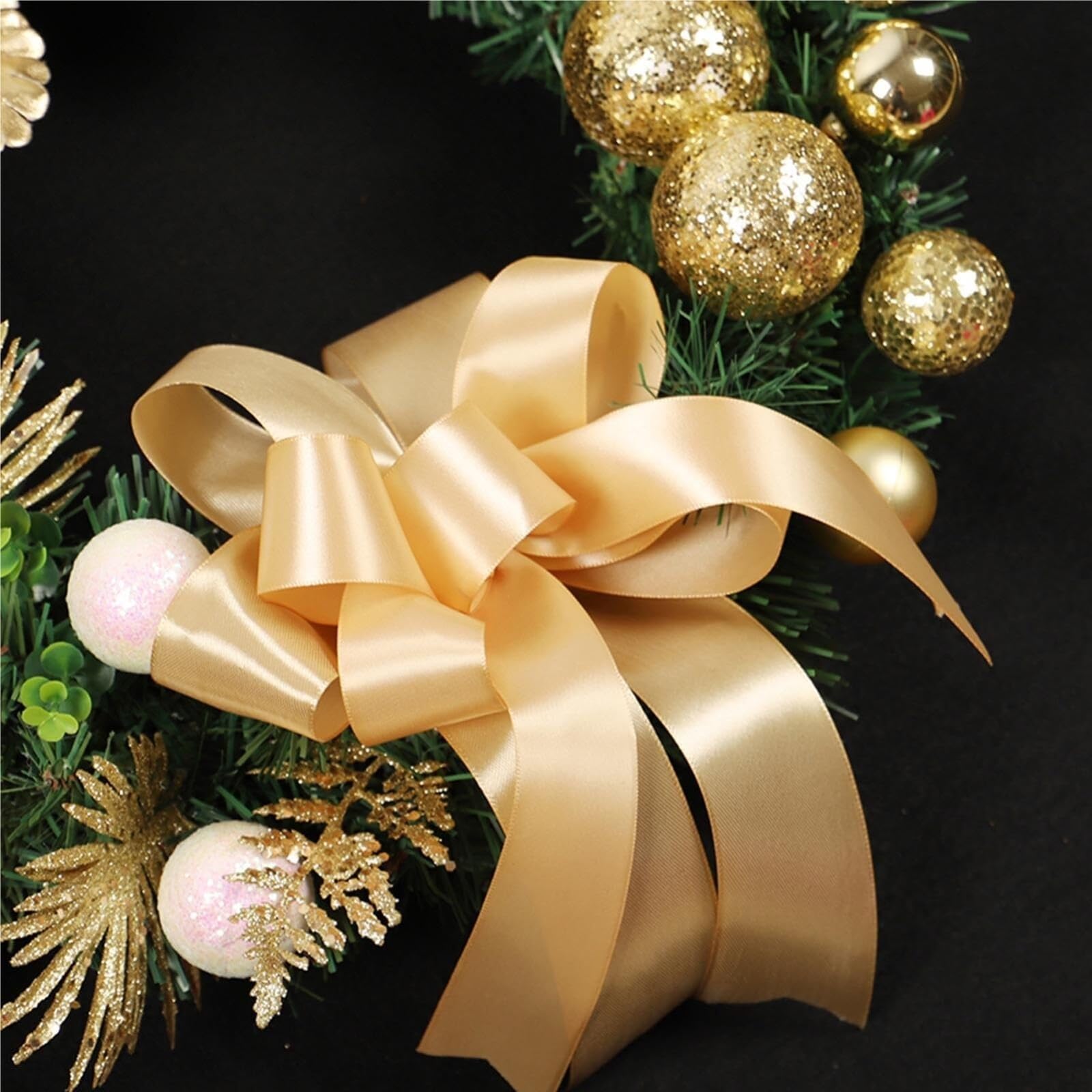 Dekoriert 2 stücke Weihnachten Kranz Front Tür Wand Hängen Winter Kranz Garland Ornament Gold Ball Kranz Weihnachten Dekoration for Home Exquisit