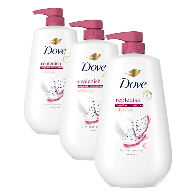 Sabonete líquido corporal Dove Replenish com fragrância de pitaya e creme de coco, 30,6 fl oz, pacote com 3