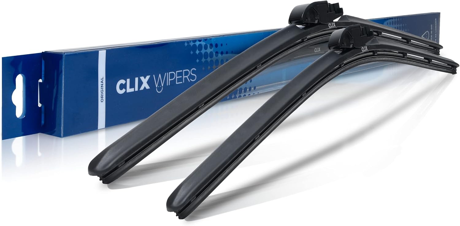 ClixWipers 26" + 16" High Performance Premium Automotive Replacement Windshield Wiper Blades, Passenger and Driver Side Wiper Blade Designed For All Weather & Winter Conditions (Set of 2) 26" + 16" Premium