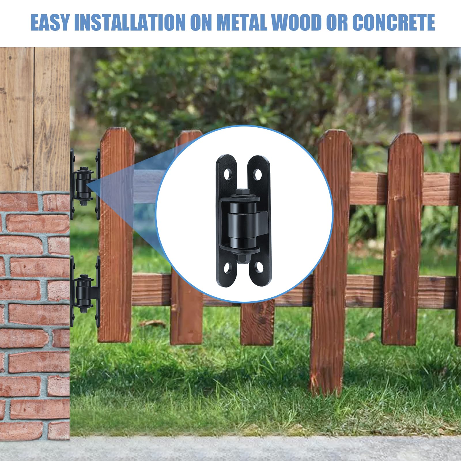 Bisagras de puerta resistentes con rodamientos sellados, pivote ajustable adecuado para puertas de entrada grandes de hasta 1100 libras, paquete de 2 unidades, negro carbón
