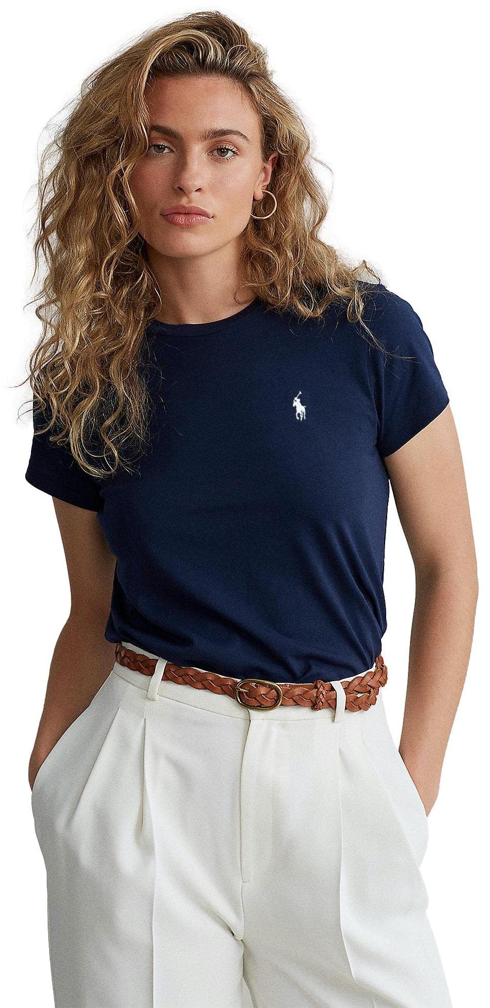 Polo Ralph Lauren Girocollo da Uomo, a Maniche Lunghe, Senza Colletto, vestibilità Classica con Logo