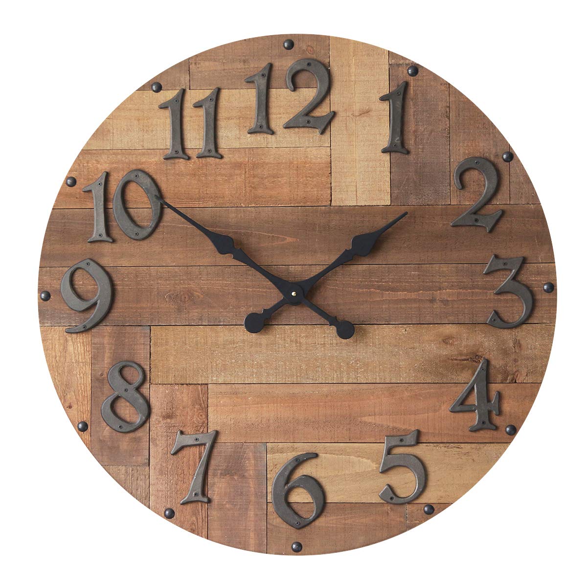 Buy NIKKY HOME Farmhouse Large Solid Wood Wall Clock 30 Inch Battery