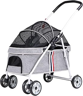 Carrinhos de estimação Carrinho de bebê para cães pequenos Carrinho de bebê premium para cães/gatos Carrinhos de cachorro para cães pequenos Liberação dentro de 20kg Carrinhos de bebê com (cinza a)