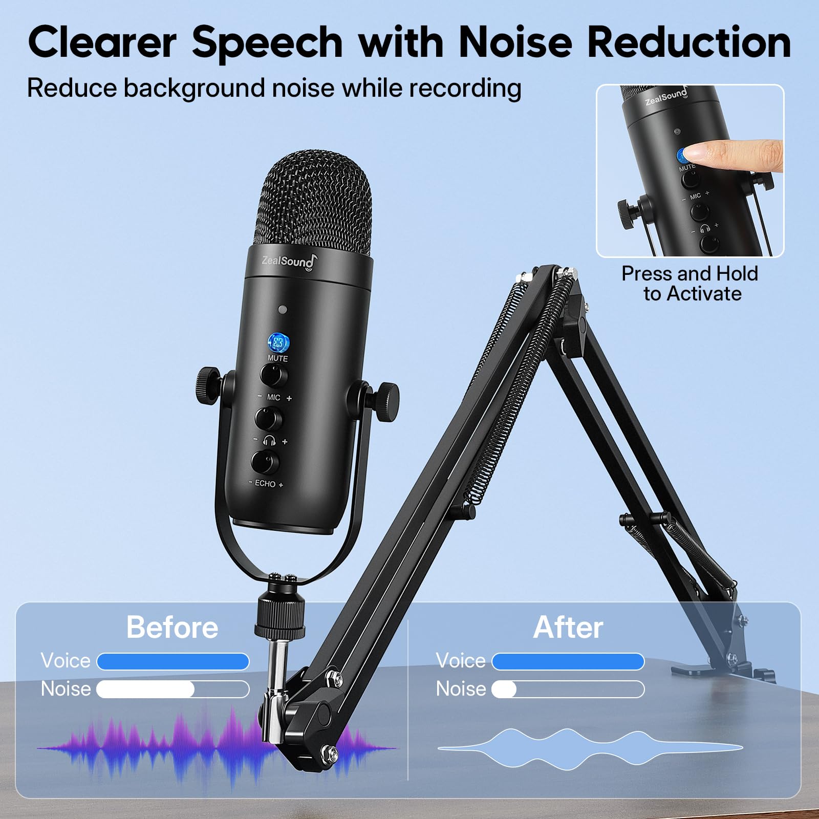 zealsound Podcast Microphone - Clear Audio -3