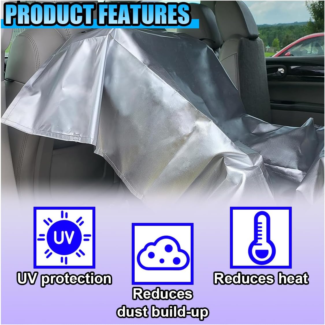 Baby Car Seat Sun Shade Cover, Reflective Infant Car Seat Cooler Heat Protector with UV Protection, Blocks Sunlight and Keeps Toddler Baby Seats Cool, Portable Auto Travel Accessories (2PCS) image 3