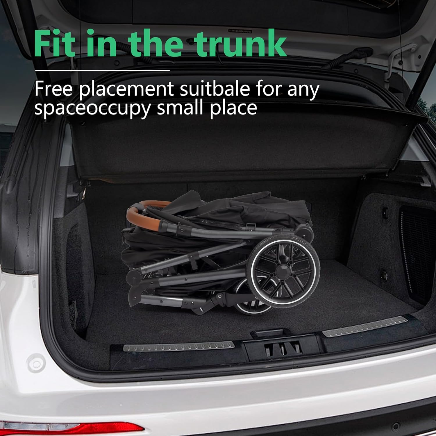 Pet Stroller for Small/Medium Dogs & Cats Up to 50 lbs,4 Wheels Foldable Pet Stroller with Reversible Handle, Removable Pad, Cup Holder,Storage Basket (Black) - Image 6