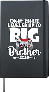 Only Child Expires Leveled Up To Big Brother 2026 Gaming Hardcover Journal, Black