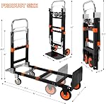 3-in-1 Dolly pour camion à main en aluminium, 660 lbs Chariot pliant lourd avec roues universelles, Camion plate-forme collable avec attaches vers le bas pour l'entrepôt, Supermarché, Bureau
