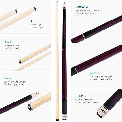 Miniatura 8 de PEARSON Cues Players Series - Taco de billar con envoltura de lino irlandés, 2 piezas, 58