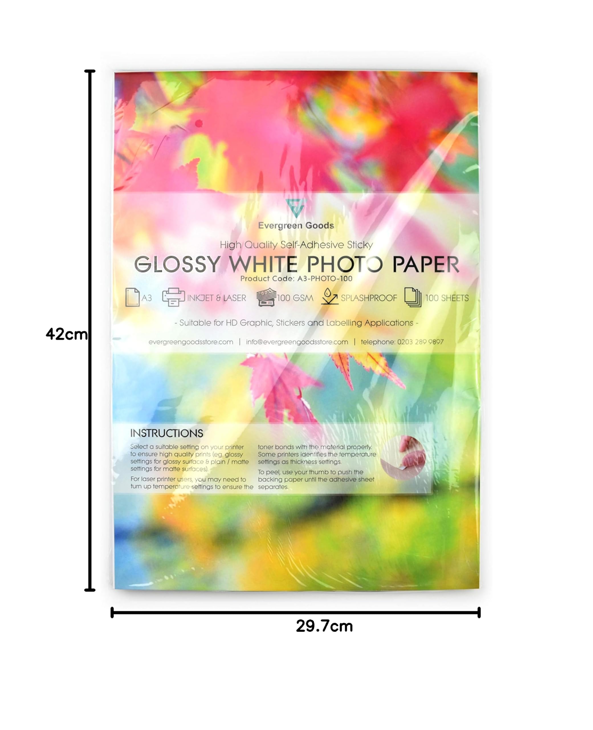 Vellen A3 Wit Premium Glanzend Zelfklevend/Sticky Back Label HQ Resolutie Afdrukken Papier Vel 100 1011717865