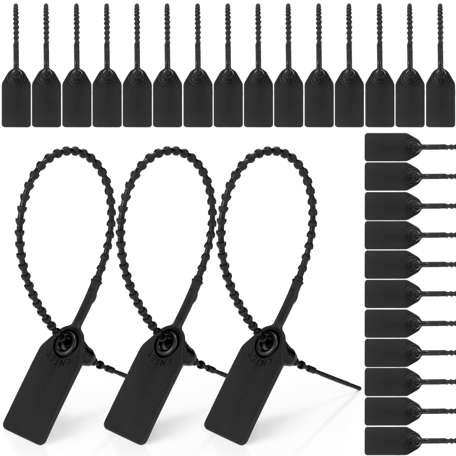 Nuanchu 500 Pcs Plastic Tamper Seals Zip Ties for Fire Extinguishers Blank Security Tags Disposable Self-Locking Signage Trailer Truck Seal Tie, 250mm Length (Black)