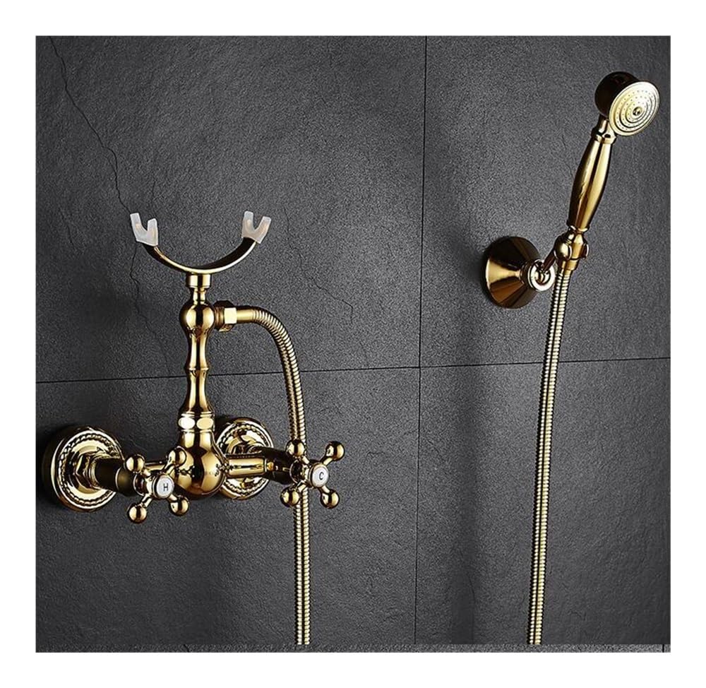 Blyqxs Gold 5 Shower Faucet Brass Golden Bathtub Faucets Wall Bath Faucet Xt365(Gold 5)
